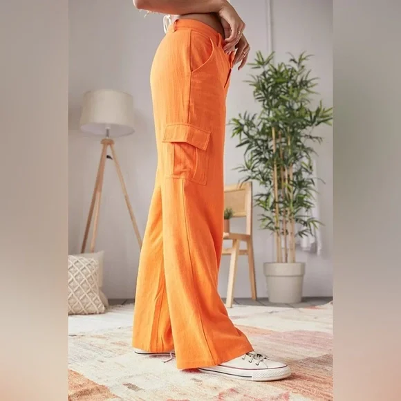 Urban Outfitters Archive Orange Low-rise Cargo Trousers - size small - Picture 11 of 13